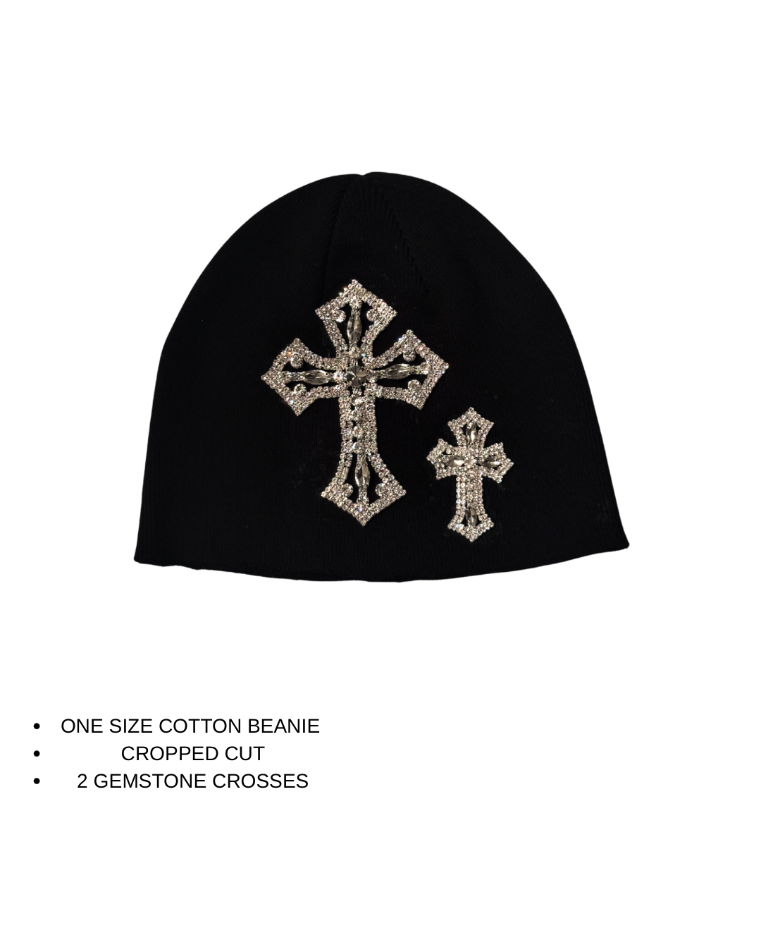 Rhinestone Double Cross Beanie